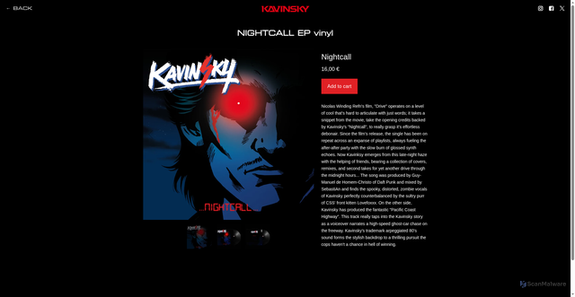 Security scan screenshot of https://store.kavinsky.com/album/nightcall-ep-vinyl/