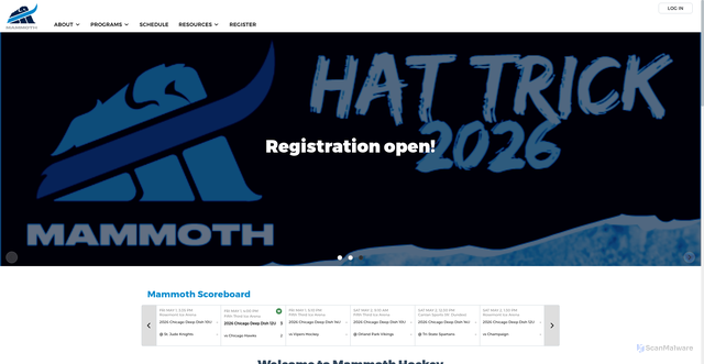 Security scan screenshot of https://mammothhockey.org/