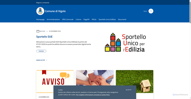 Security scan screenshot of https://www.comune.vigolo.bg.it/it