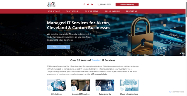 Security scan screenshot of https://pcrbusiness.com