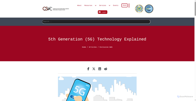 Security scan screenshot of https://csiac.dtic.mil/articles/5th-generation-5g-technology-explained/