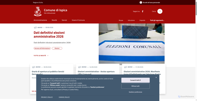 Security scan screenshot of https://www.comune.ispica.rg.it