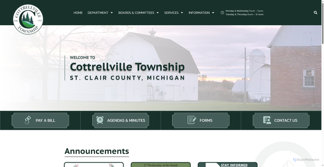 Security scan screenshot of https://cottrellvilletwp.gov/