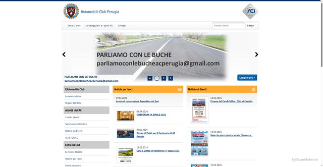 Security scan screenshot of https://www.perugia.aci.it
