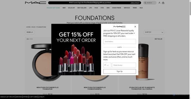 Security scan screenshot of https://www.maccosmetics.com/products/13847/products/makeup/face/foundation
