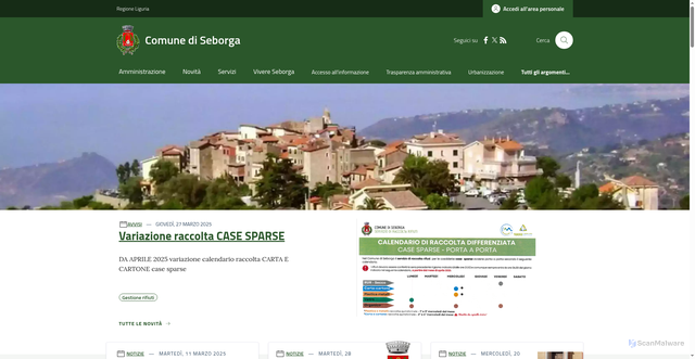 Security scan screenshot of https://www.comune.seborga.im.it/