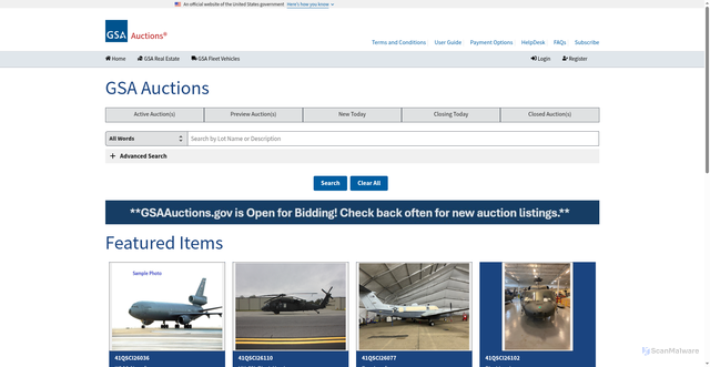 Security scan screenshot of https://gsaauctions.gov/