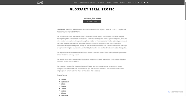 Security scan screenshot of https://astro4edu.org/resources/glossary/term/495/