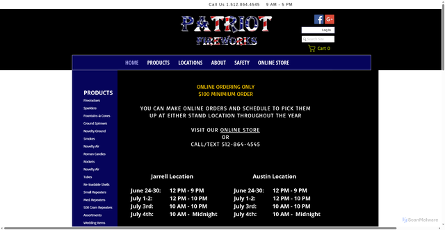 Security scan screenshot of https://www.buypatriotfireworks.com/