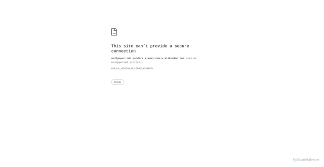 Security scan screenshot of https://wallpaper.cdn.pandora.xiaomi.com.w.alikunlun.com
