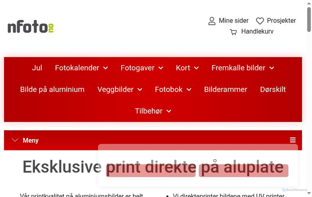 Security scan screenshot of https://nfoto.no/bilde-pa-aluminium/