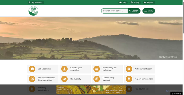 Security scan screenshot of https://www.derbyshiredales.gov.uk/