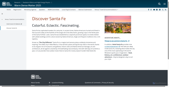 Security scan screenshot of https://www.sandia.gov/wdm/discover-santa-fe/