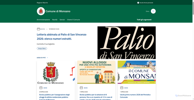 Security scan screenshot of https://www.comune.monsano.an.it