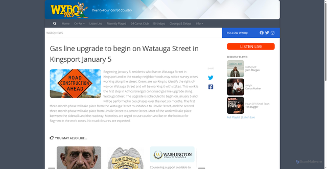 Security scan screenshot of https://www.969wxbq.com/gas-line-upgrade-to-begin-on-watauga-street-in-kingsport-january-5/