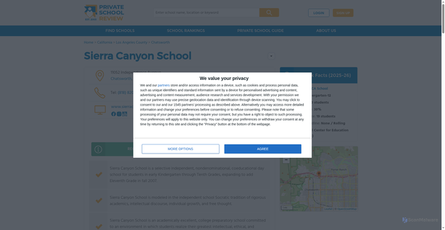 Security scan screenshot of https://www.privateschoolreview.com/sierra-canyon-school-profile