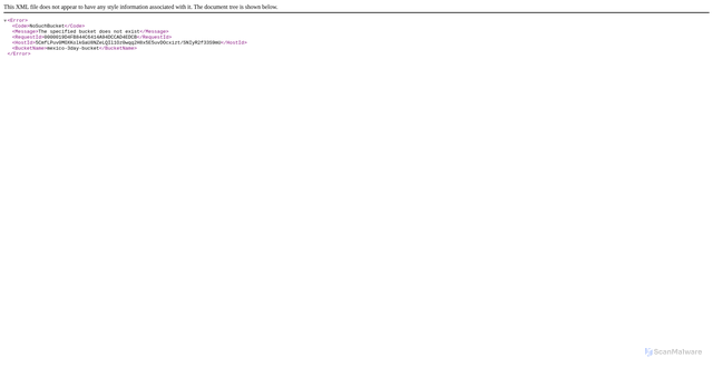 Security scan screenshot of https://mexico-3day-bucket.obs.ap-southeast-1.myhuaweicloud.com