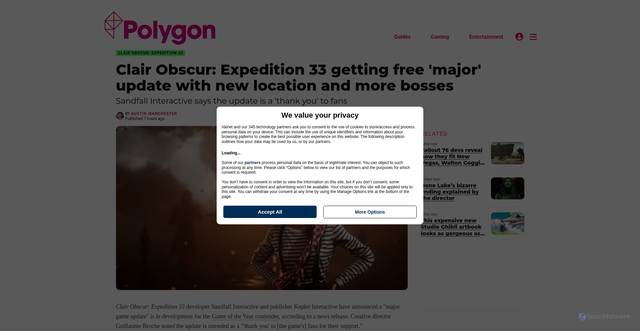 Security scan screenshot of https://www.polygon.com/clair-obscur-expedition-33-free-major-update/