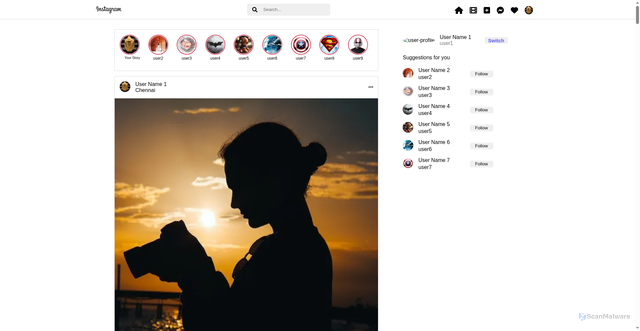 Security scan screenshot of http://www.insta-clone-page.vercel.app/