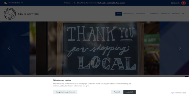 Security scan screenshot of https://crawfordtx.gov/