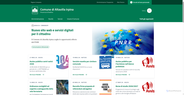 Security scan screenshot of https://www.comune.altavillairpina.av.it