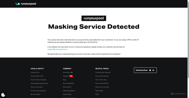 Security scan screenshot of https://payments.splashsports.com