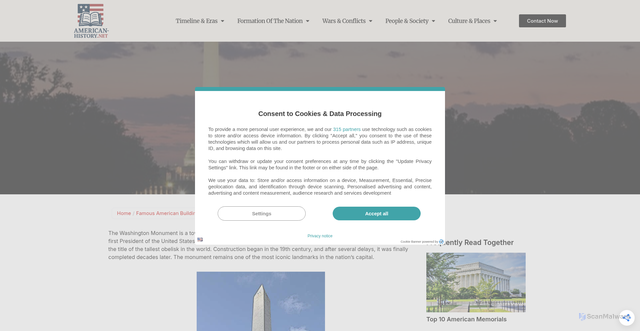 Security scan screenshot of https://american-history.net/iconic-buildings-list/washington-monument/