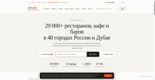 Security scan screenshot of https://allcafe.ru