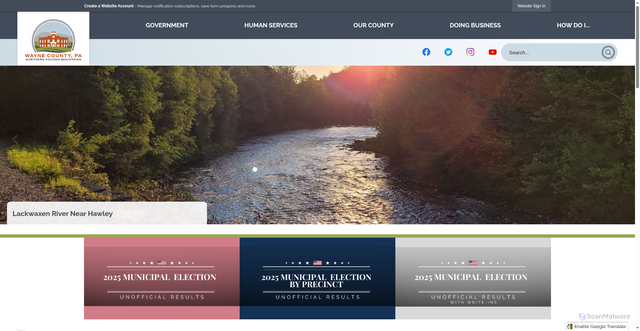 Security scan screenshot of https://waynecountypa.gov/