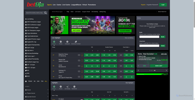 Security scan screenshot of https://bet9ja.com
