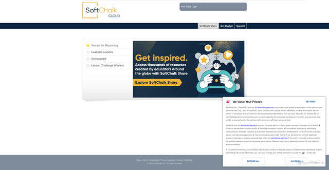 Security scan screenshot of https://softchalkcloud.com