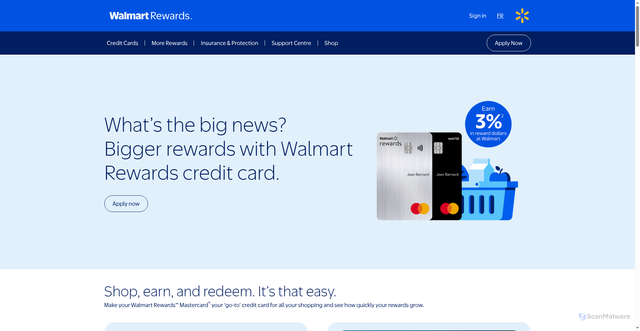 Security scan screenshot of https://walmartrewards.ca