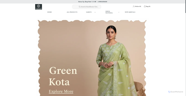 Security scan screenshot of https://handloomclothstore.com/