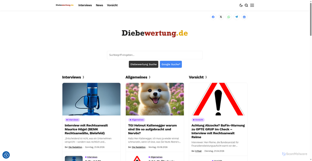 Security scan screenshot of https://diebewertung.de