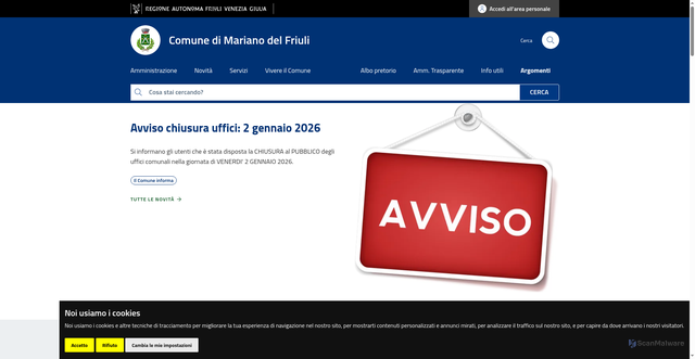 Security scan screenshot of https://www.comune.marianodelfriuli.go.it/