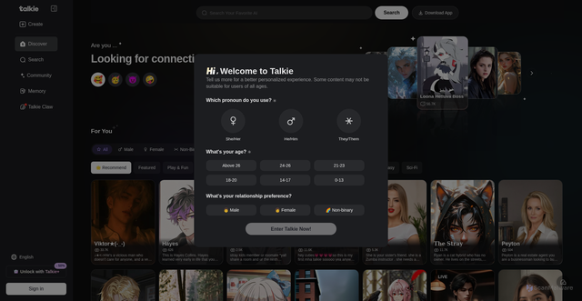 Security scan screenshot of https://www.talkie-ai.com