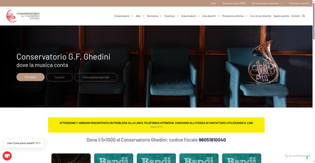 Security scan screenshot of https://www.conservatoriocuneo.it/