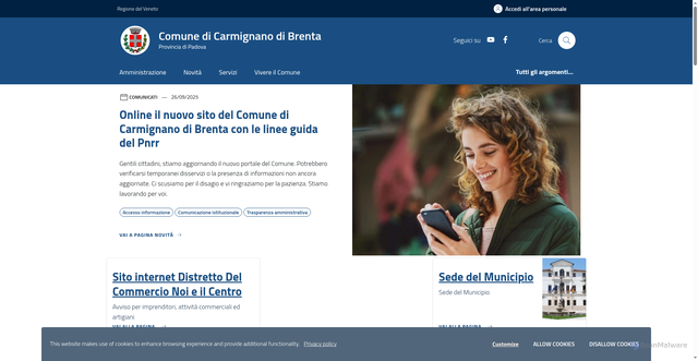 Security scan screenshot of https://www.comune.carmignanodibrenta.pd.it/home