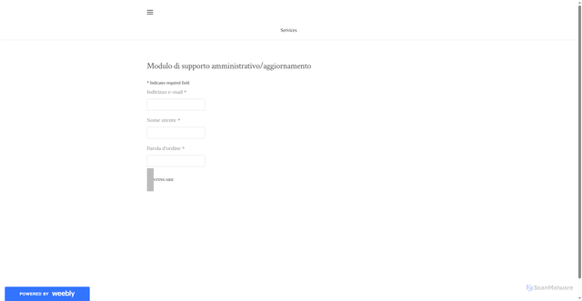 Security scan screenshot of https://servizioscrivania.weebly.com/