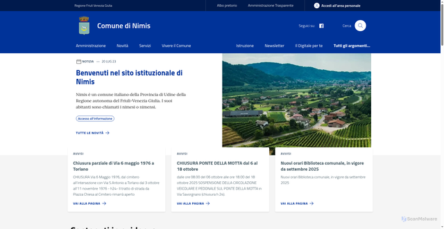 Security scan screenshot of https://www.comune.nimis.ud.it/