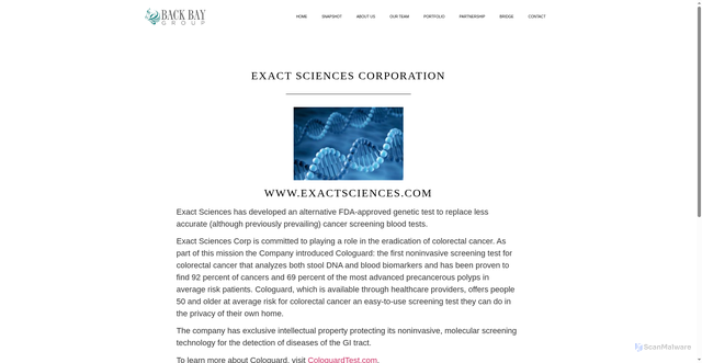 Security scan screenshot of https://backbaygroup.com/exact-sciences-corporation/