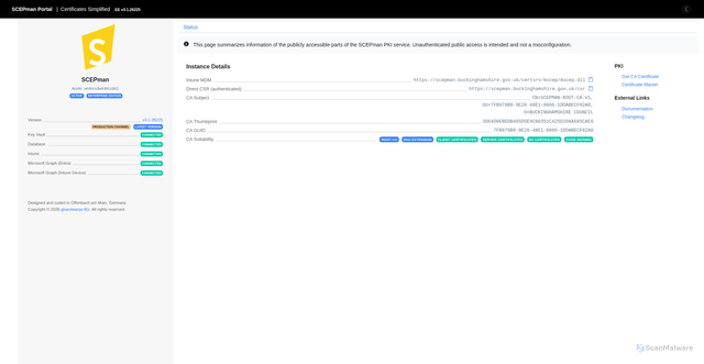 Security scan screenshot of https://scepman.buckinghamshire.gov.uk