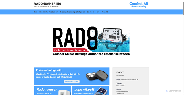 Security scan screenshot of https://radonsanering.se