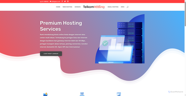 Security scan screenshot of https://telkomhosting.com