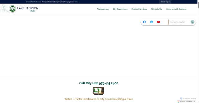 Security scan screenshot of https://www.lakejackson-tx.gov/