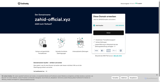 Security scan screenshot of https://www.zahid-official.xyz