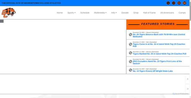 Security scan screenshot of https://www.georgetowncollegeathletics.com/