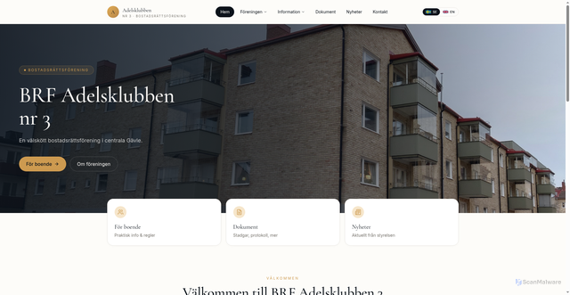 Security scan screenshot of https://adelsklubben3.se