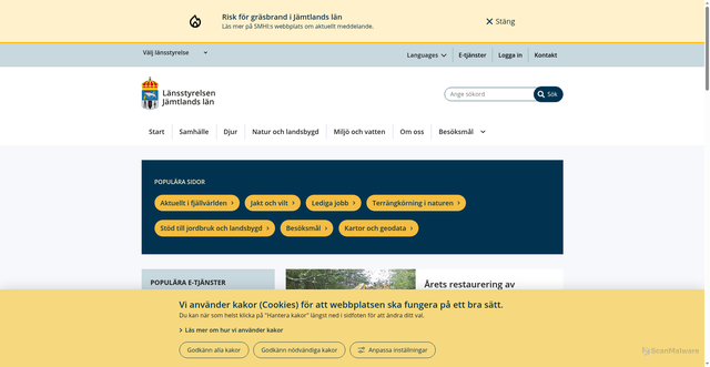 Security scan screenshot of https://www.lansstyrelsen.se/jamtland