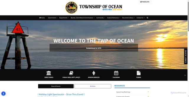 Security scan screenshot of http://www.twpoceannj.gov/